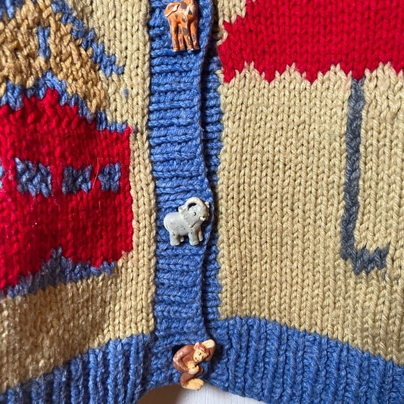 Vintage Hand knit Noah’s Ark cardigan Sweater - Picture 8 of 9